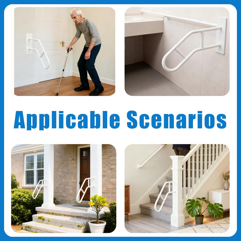 Handrails for Outdoor Steps, U-Shaped Handrail, 1-3 Steps, White