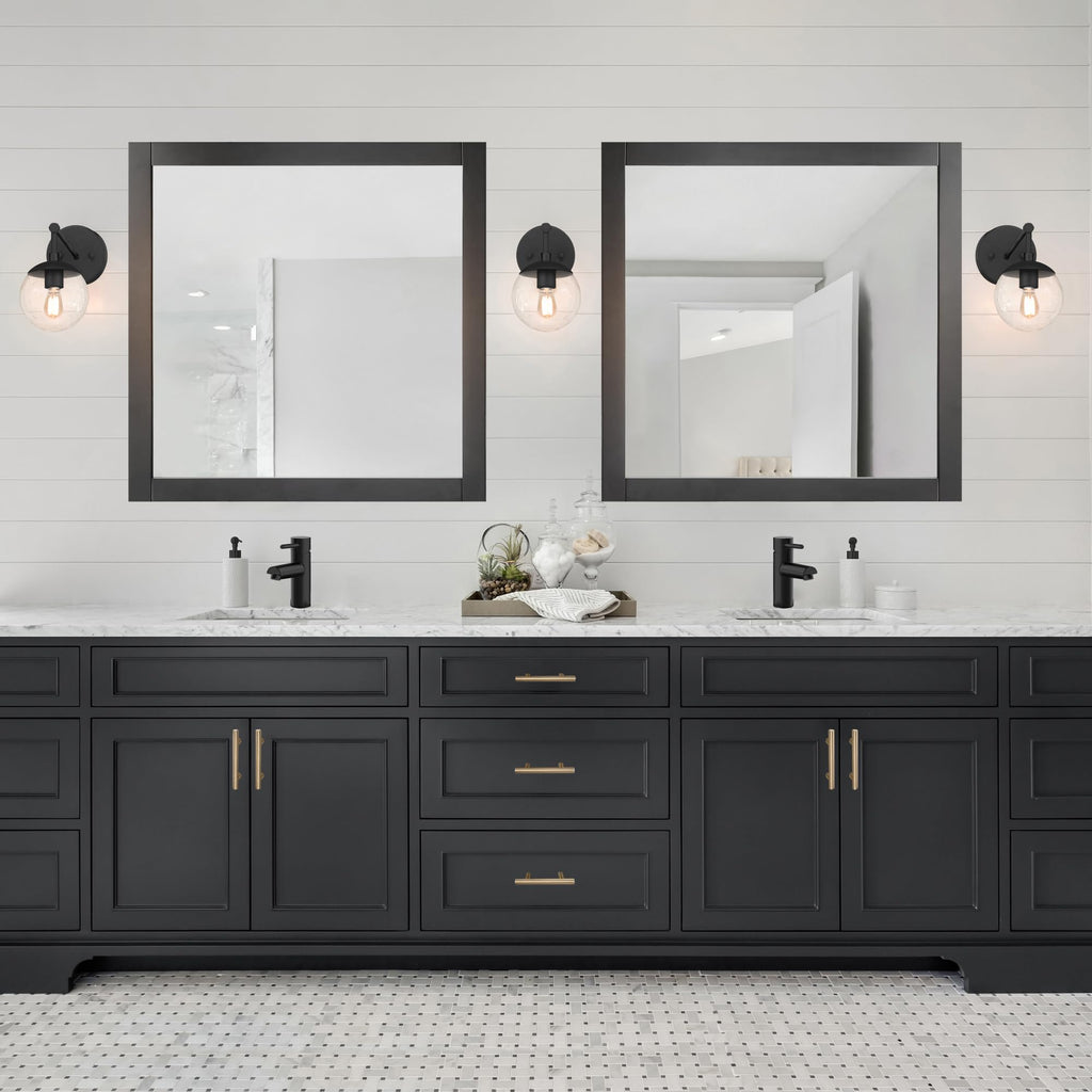 Shorewood Square Framed Mirror, 30", Matte Black