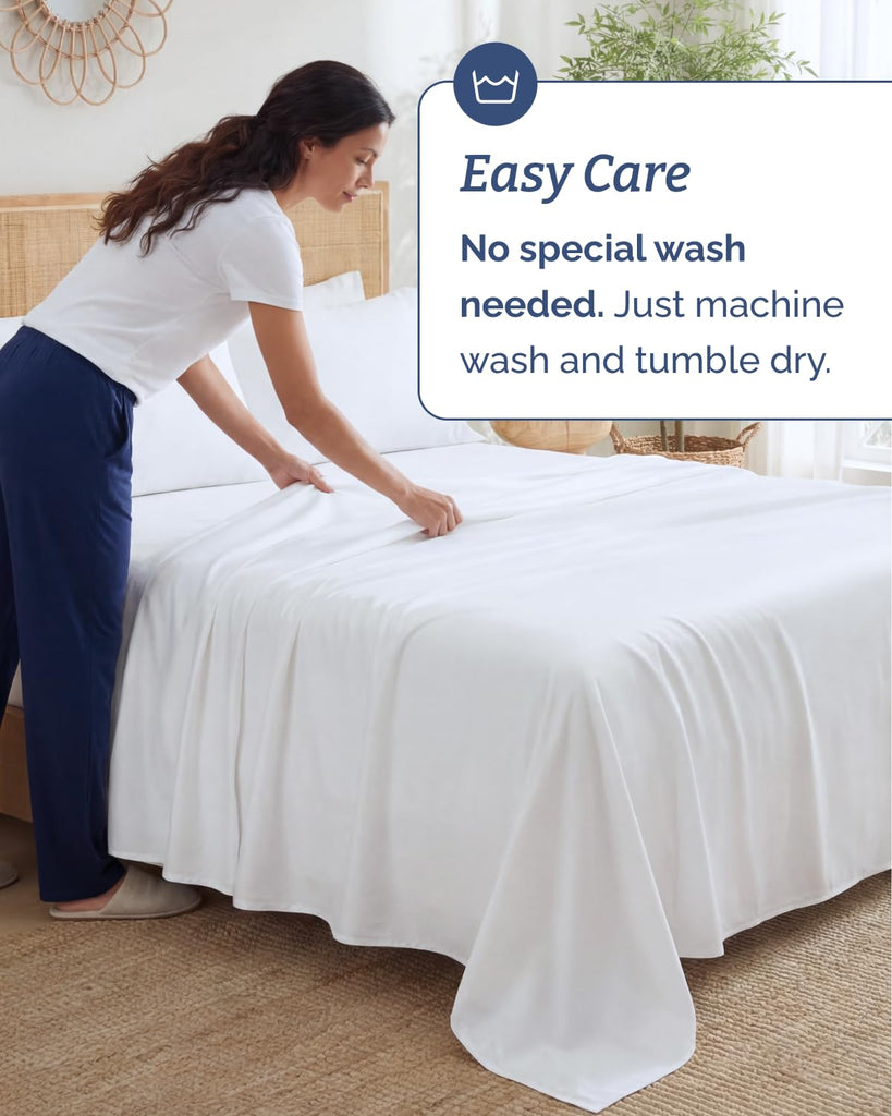 100% Rayon Derived from Bamboo - Bed Sheets Set Twin XL Size - White