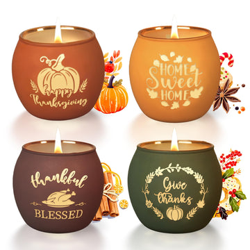 Fall Thanksgiving Scented Candles Gift Set, 4 Pack 16oz Fall Aromatherapy Candle, Glass Jar Candles for Woman Man