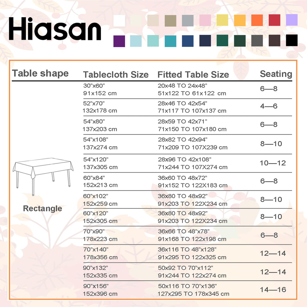 Fall Tablecloth for Rectangle Tables, Rust, 54 x 120 Inch, 1 Pack