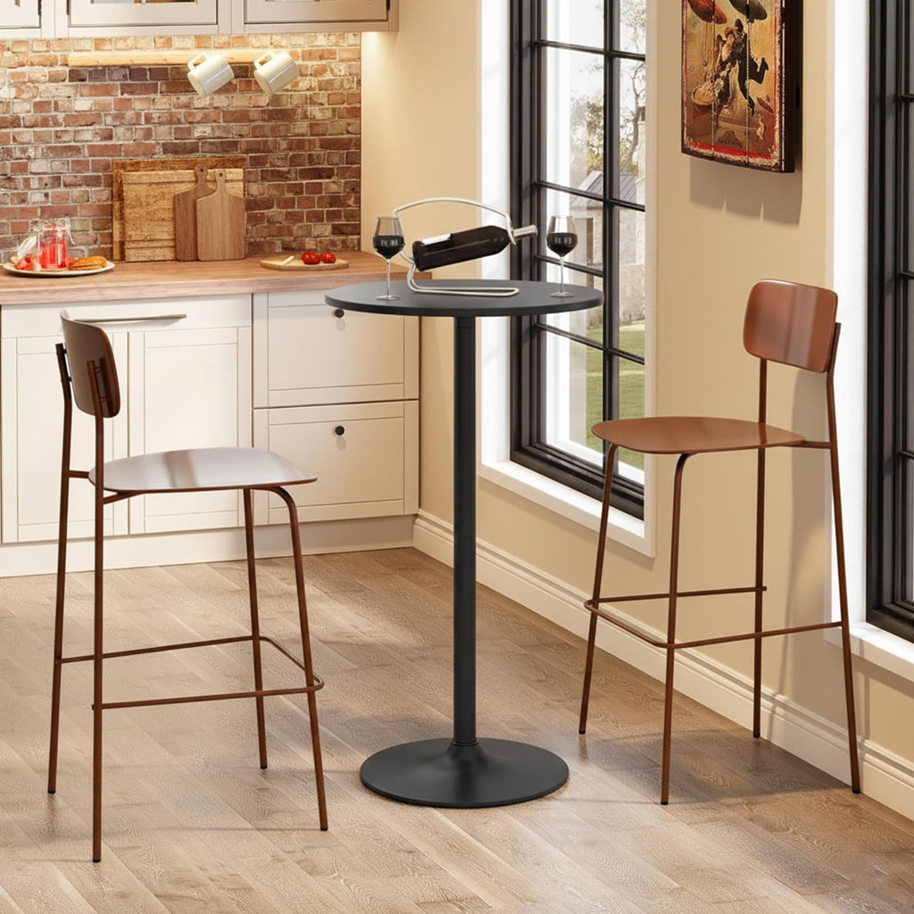 Two-in-one Adjustable Height Bar Tables - 24 inch Round Cocktail Table with Sturdy Metal Base, 120 lbs Capacity