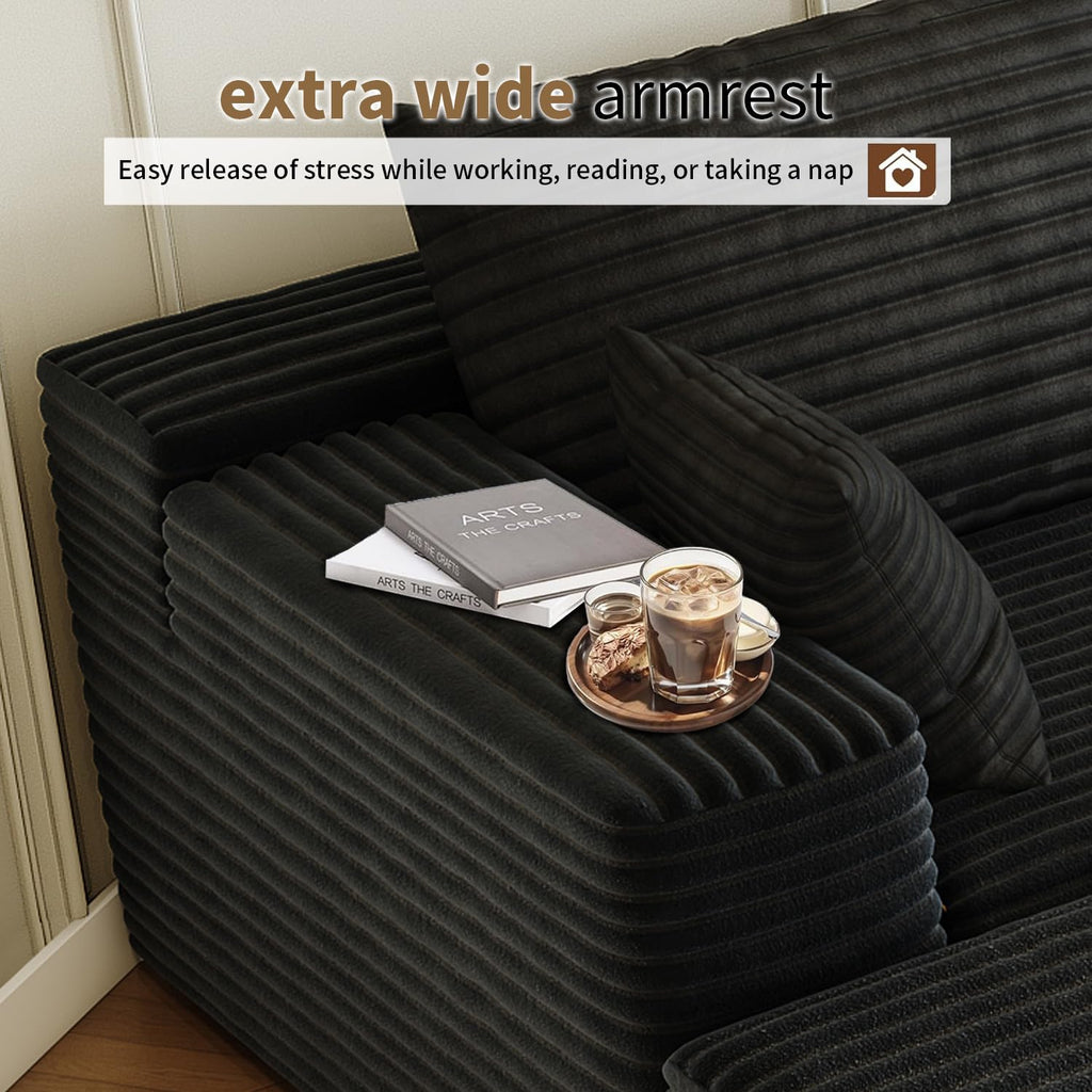 107.5" Cloud Modular Sectional Sofa Couch with L-Shape Chaise, Modern Minimalist Upholstered Couches Bedroom, Deep Seat