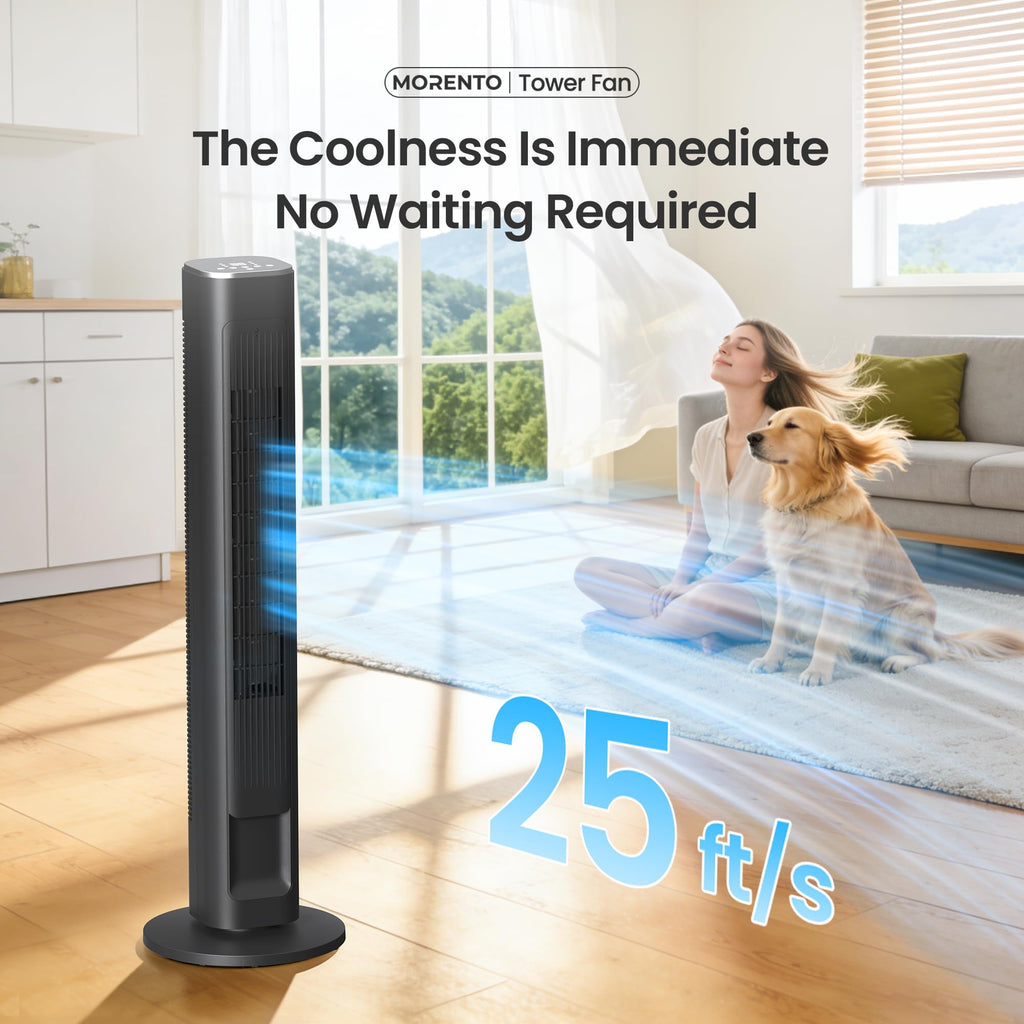 43'' Smart Tower Fan , 90°oscillating, 12H Timer, Black