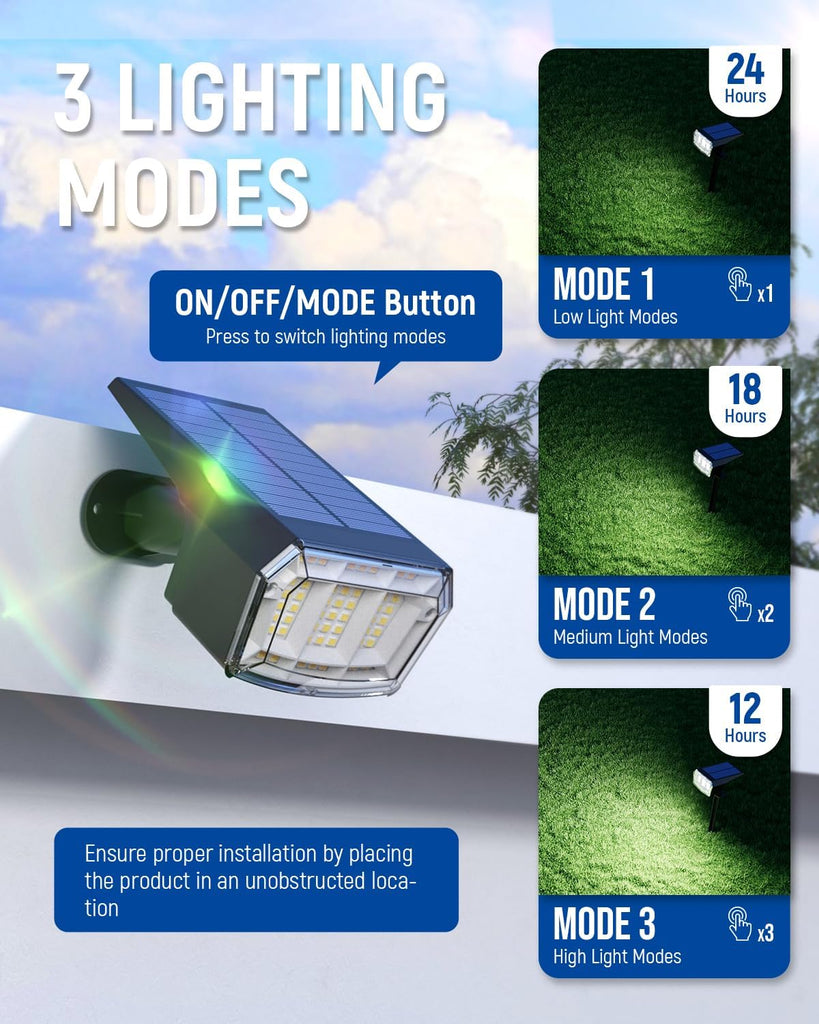 Spot Lights Outdoor Waterproof, Solar Spotlights, 4 Packs, Cool White | 63 LED, 3 Lighting Modes, 120° Adjustable
