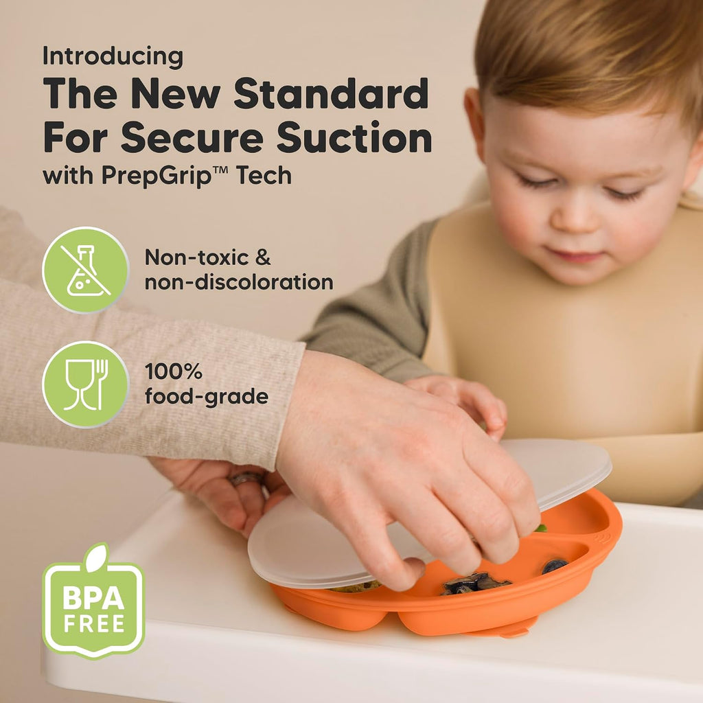 Suction Plates with Lids for Baby, 3pk, BPA-Free Silicone, Amaze
