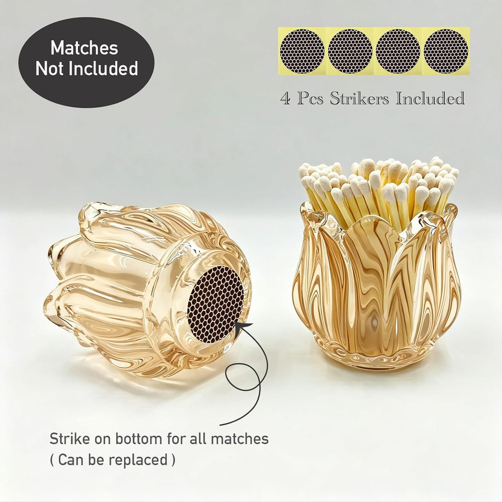 Match Holder with Striker x 4 Match Jar for Candles Cute Glass Box