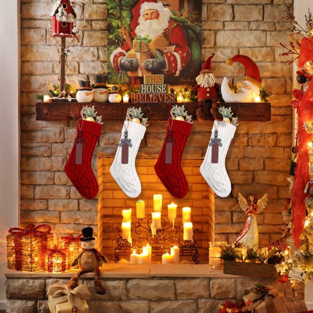 Christmas Stockings,18′′ Personalized Cable Knitted Stocking - Set of 4