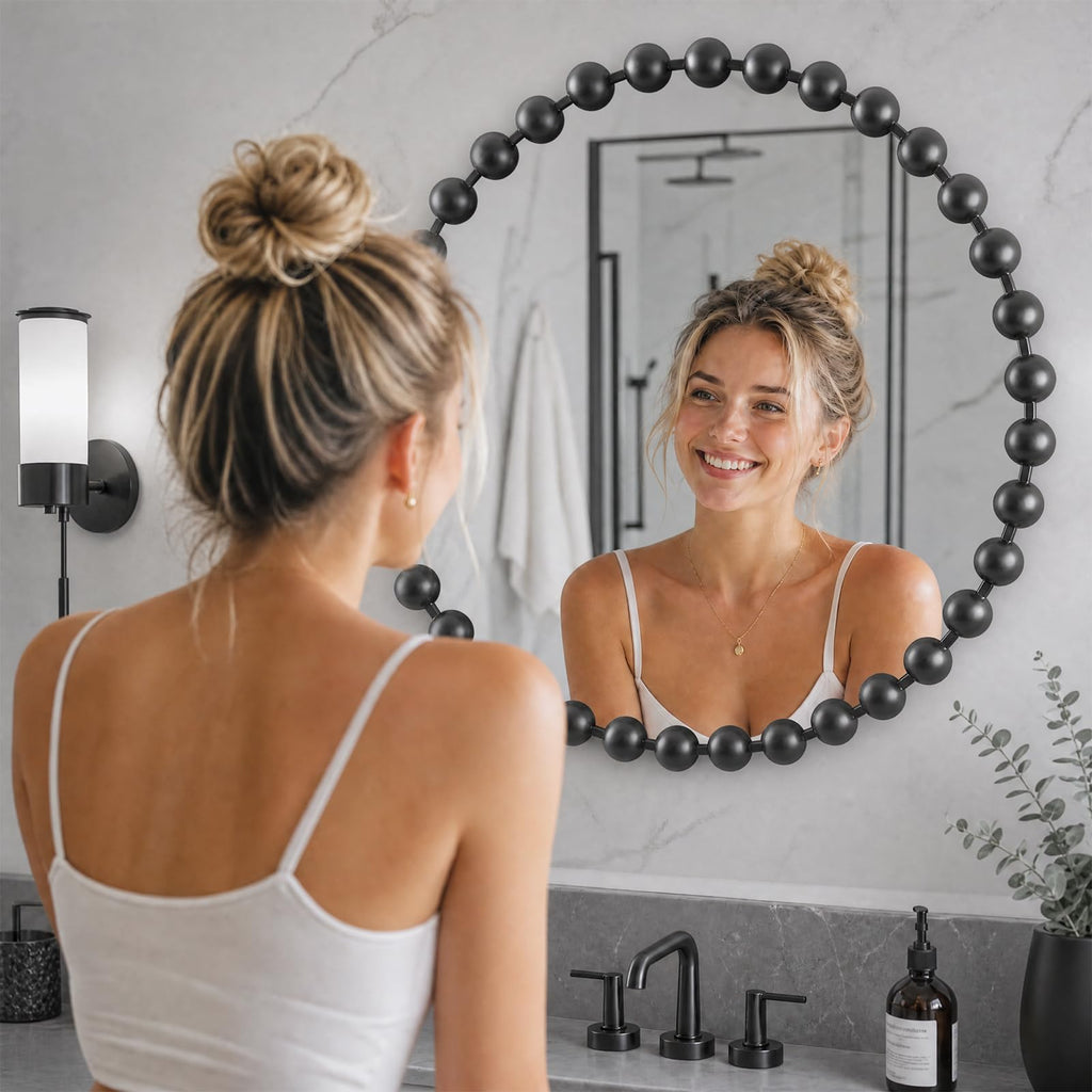 Park 36 inch Black Round Mirror, Round Mirrors for Wall Decor, Metal Frame Circle Mirror, Round Wall Metal Art Mirror