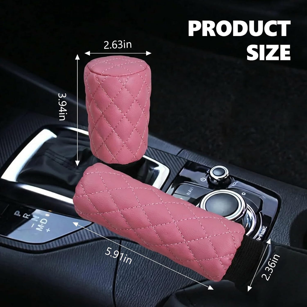 Car Accessories Set, Bling Crown Leather Car Steering Wheel Cover w/Armrest Pad, Seat Belt Cover Pads, Gear - Set of 8