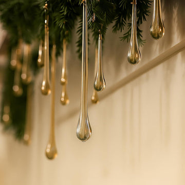 Glass Teardrop Ornaments Chandelier Crystals,Champagne - Set of 28