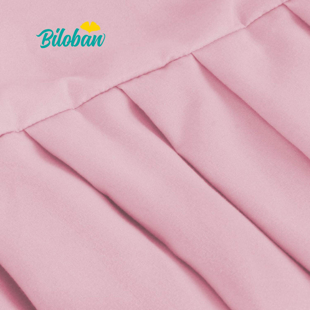 Crib Skirt with Pompoms Pink, 14" Drop, Fits Standard Crib