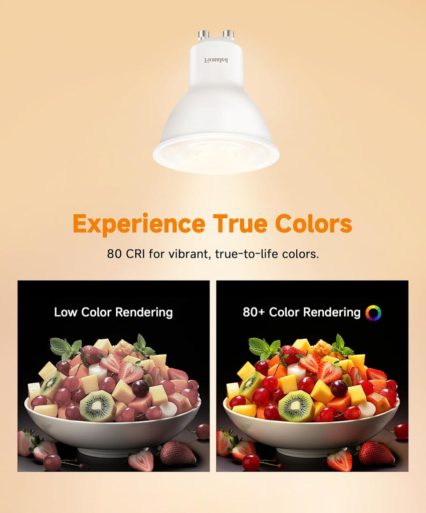 GU10 LED Bulbs, 50W Halogen Replacement, 3000-Kelvin Soft Warm White,Not Dimmable, 38° 2 Prong MR16 LED Spotlighting