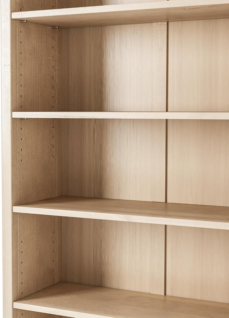 Shaker Style 6 Shelf Bookcase/Solid Wood / 72 inch Tall/Adjustable Shelving/Closed Back/Display Bookshelf , Light Oak