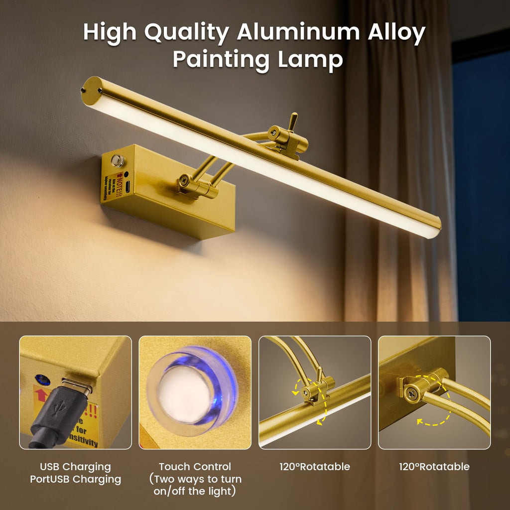 2 Pack Picture Light Battery Operated for Wall, 16" Wireless Art Lighting for Painting, 6 Colors Picture Frame Lights