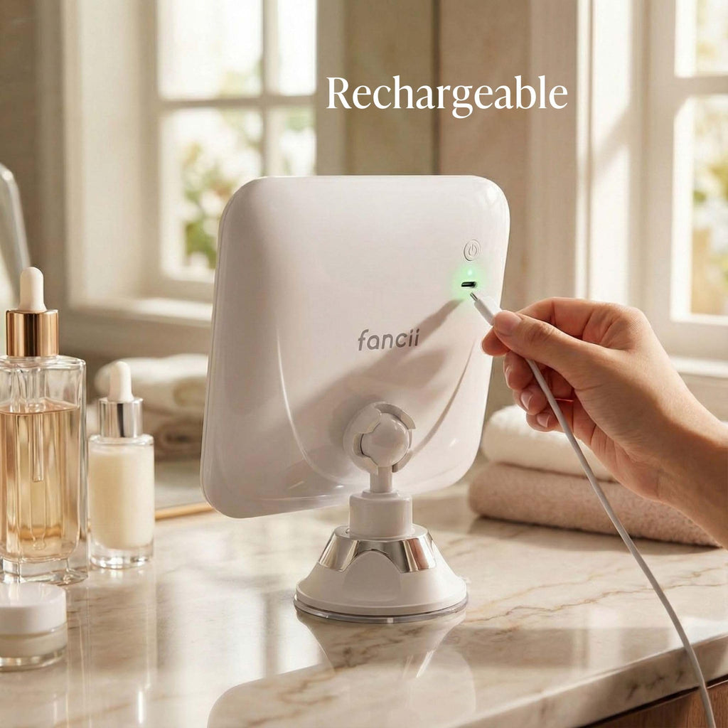 Rechargeable 10x Magnifying Mirror with 3 LED Light Settings, Dimmable Touch Light, Cordless, Locking Suction Mount
