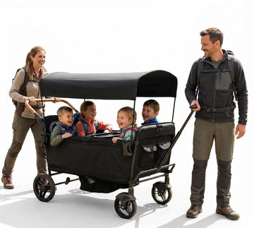 Stroller Wagon for 4 Kids Seated-Tandem Push-Pull Travel Stroller