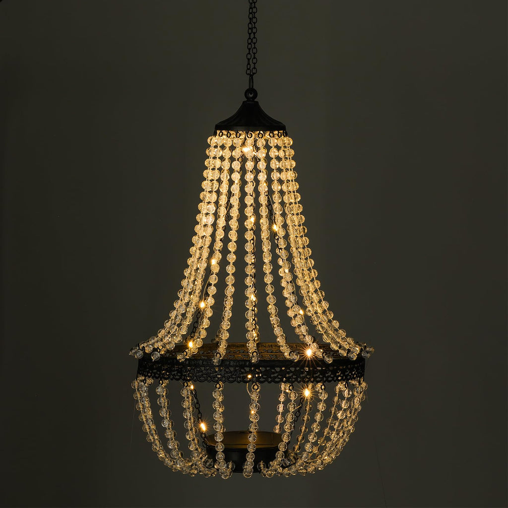 28" Hanging Solar Chandelier Outdoor Waterproof 30 LED Lantern