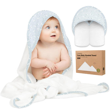 Hooded Baby Towel for Newborn, Baby Bath Towels(Blue Whale,35x35)