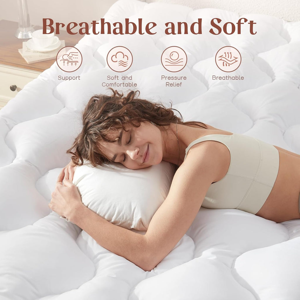 5 Inch Queen Memory Foam Mattress Topper Back Pain Relief White Queen Size | Supportive Extra Thick Mattress