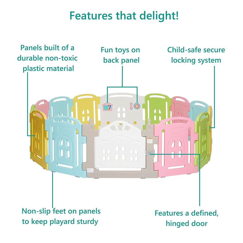 14 Panel Groovy Play Center/Play Pen/Playard, Multi Colors