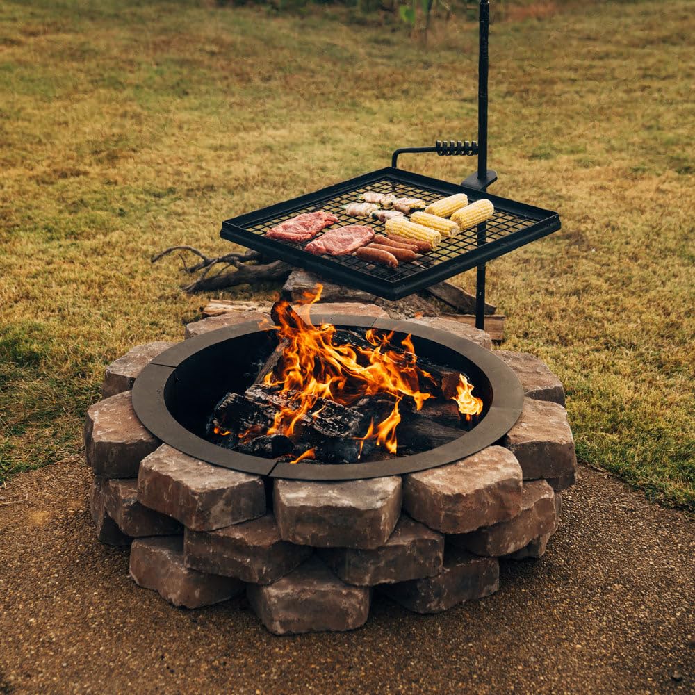 Great Outdoor 38in Dia Steel Fire Pit Liner, 1mm Thick DIY Above or In-Ground Outdoor Fire Pit, 4 Panel Steel Ring