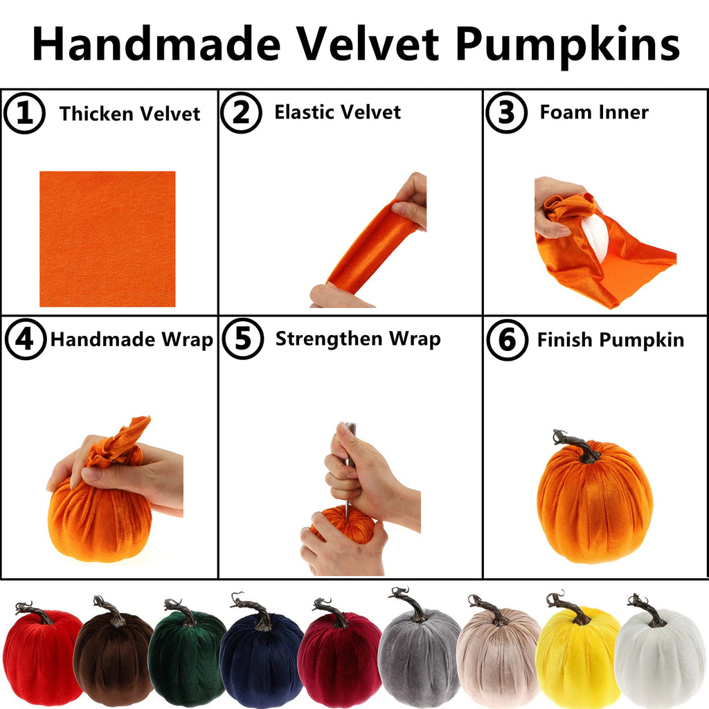 12 Pcs Artificial Large Velvet Pumpkins Fake Champagne Pumpkin