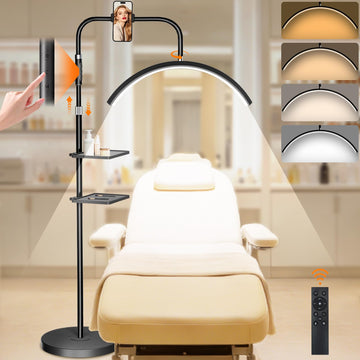 Half Moon Lash Light Dimmable Esthetician Floor Lamp, 2 Trays