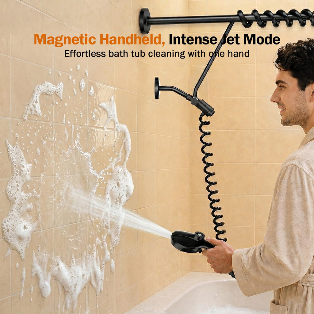 Dual Shower Head with Magnetic Handheld, Double Showerhead Gifts, Black