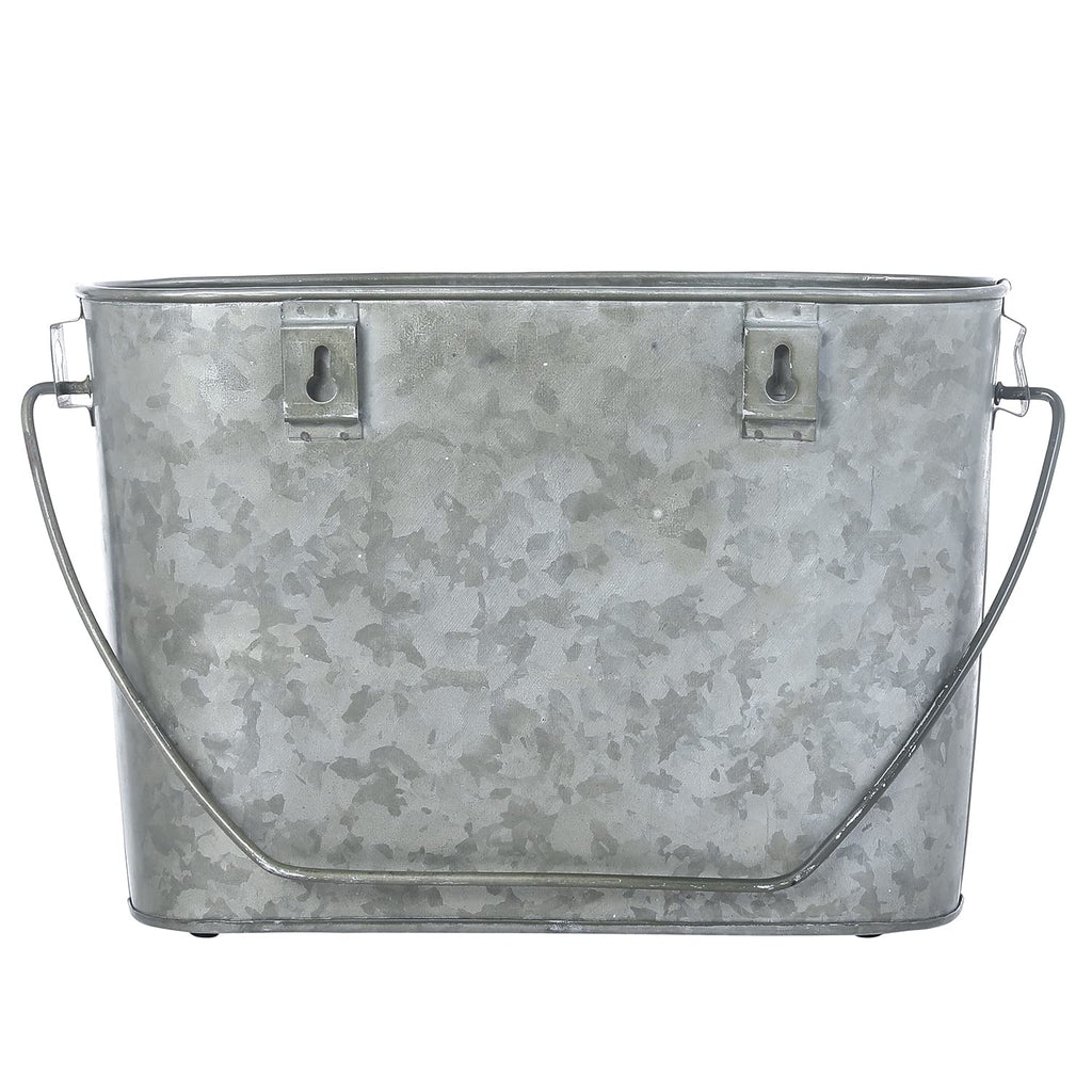 Galvanized Metal Wall Magazine Rack, Rustic Farmhouse Storage Bin