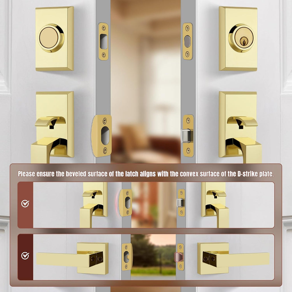Double Front Door Lock Set, Keyed Entry Front Door Handleset with Dummy