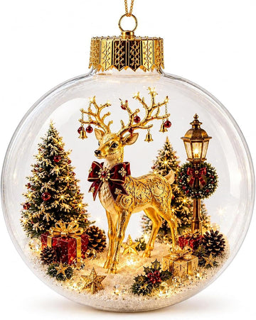 Glowing Christmas Ornament Ball with LED Light, 8 cm Clear
