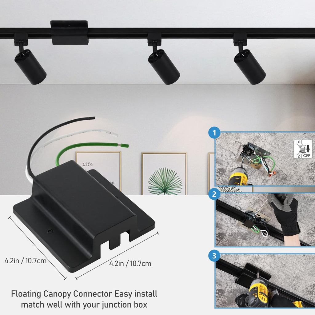 LED Track Lighting Kit with 3.3FT H Track Lighting Rails & Floating Canopy Connector, GU10 Track Light Kit