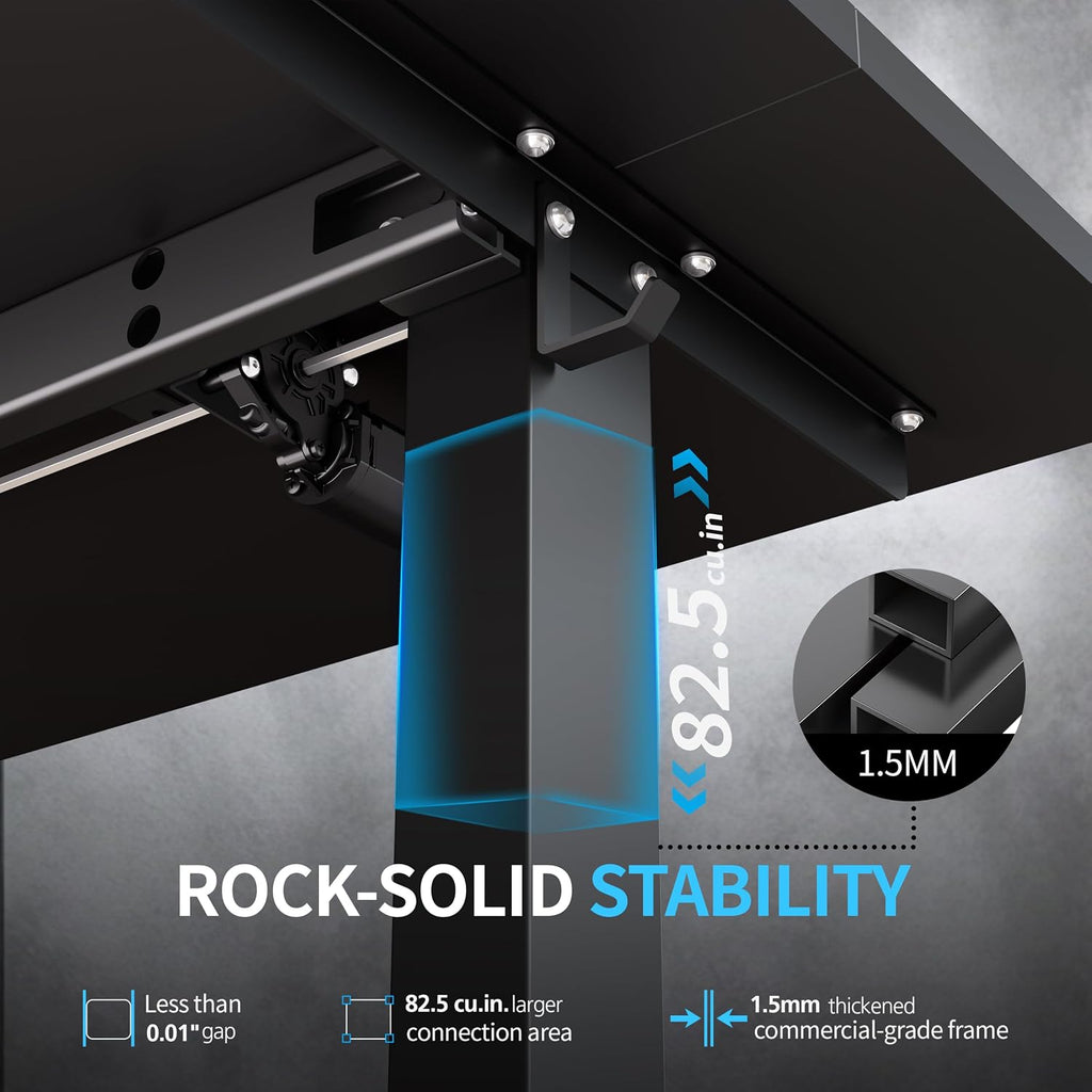 Electric Standing Desk, 55" x 24" Height Adjustable Desk, Black Sit to Stand Desk Memory Gaming Computer Workstation