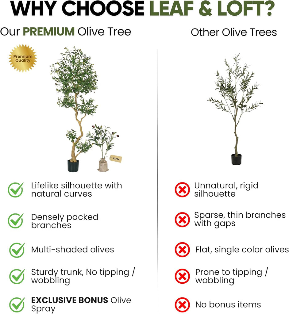 Fake Olive Tree 7.0 Feet - Artificial Plants Indoor, Faux Olive Tree, Fake Tree Decor, Faux Trees Indoor - Tall
