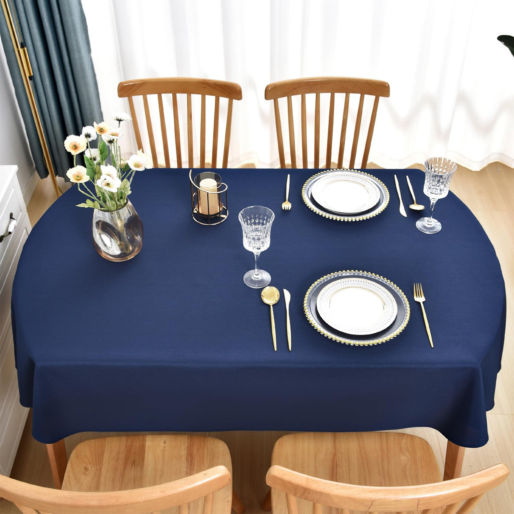 Oval Tablecloth 60 x 102 in Polyester Fabric Tablecloths, Navy Blue