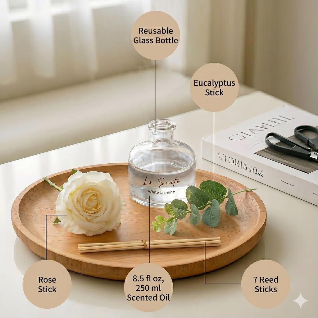 White Jasmine Reed Diffuser Set, 8.5 fl. oz / 250ml