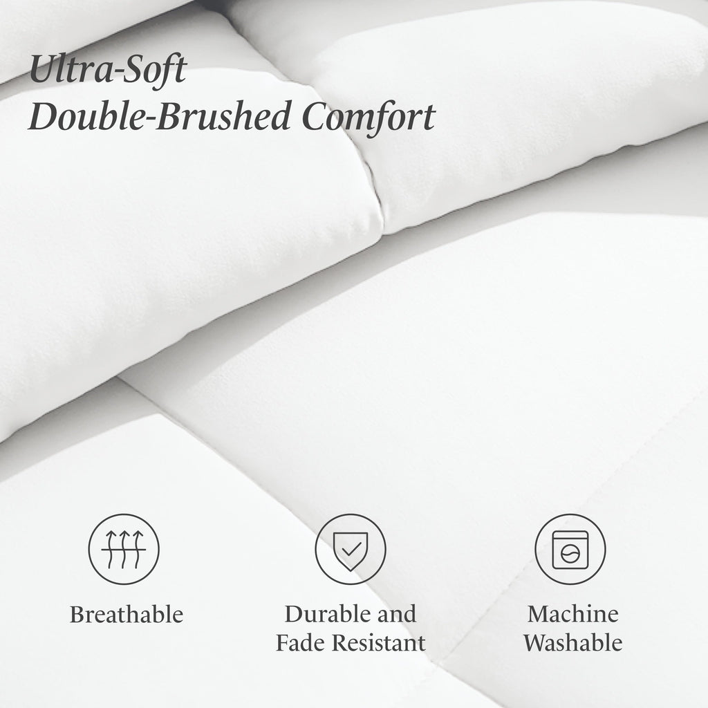 Comforter - Ultra-Soft 1800 Microfiber - Easy Care - All Season Warmth - Bedding Comforter (King/Cal King, White)