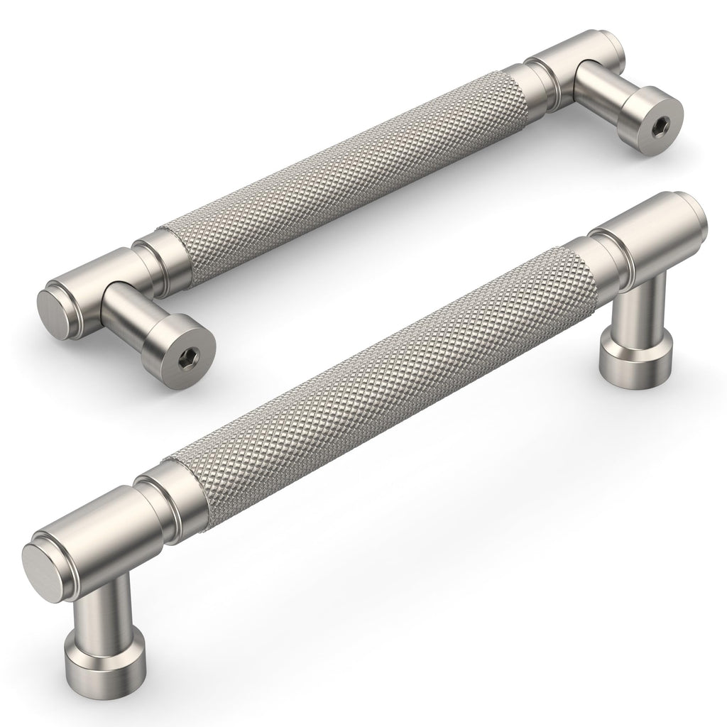 10 Pack Brushed Satin Nickel knurled Cabinet Pulls 5"
