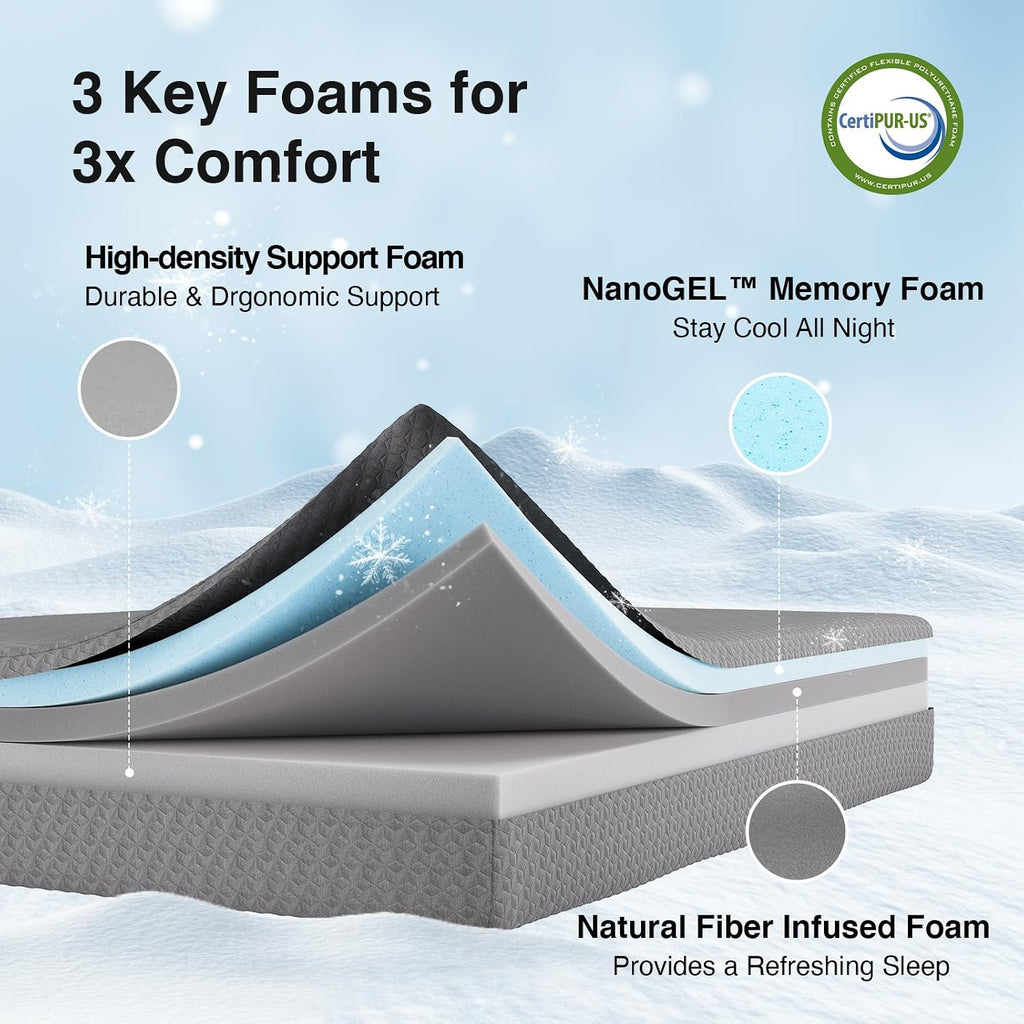Queen Mattress 12 Inch, Queen Memory Foam Mattress for Cool Night | Pressure Relief, Thermally Balanced Foam