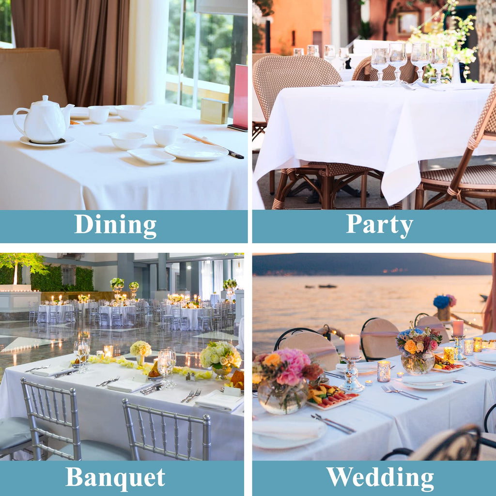 Classic Series 10 Pack 90 * 132inch White Rectangle Tablecloth
