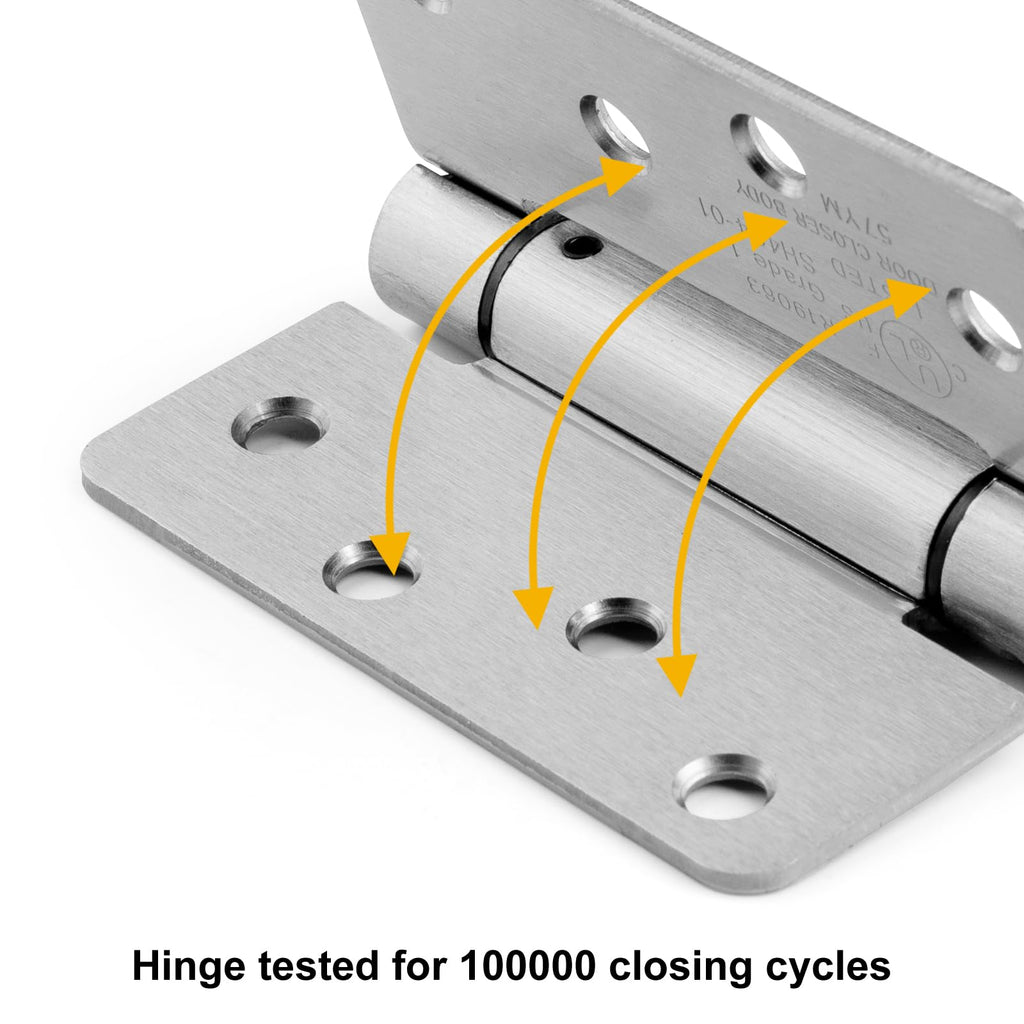 3 Pack Self Closing Door Hinges 4 Inch Brushed Nickel 1/4" Radius