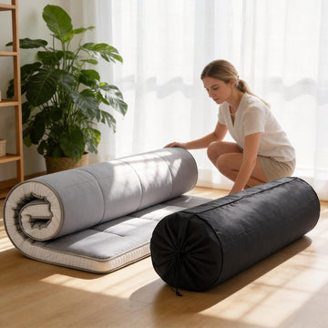 Japanese Floor Mattress, Roll-Up Futon with Storage Bag
