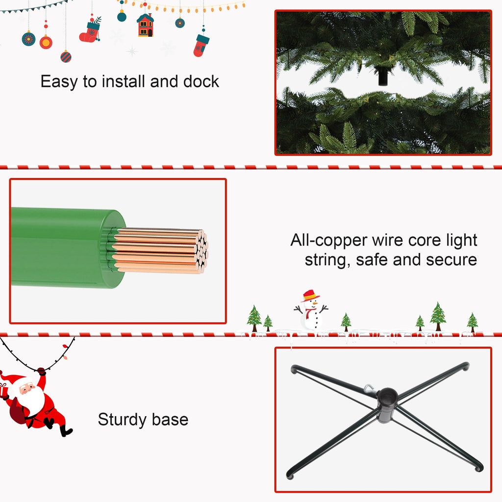 7.5 ft Pre-Lit Artificial Christmas Tree with 350 Lights, Spruce Xmas Tree
