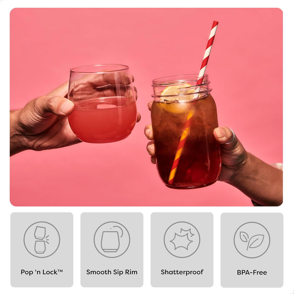 POP 14oz Vino SET OF 12, Recyclable, Unbreakable & Plastic Wine Glasses, 12 Count (Pack of 1)