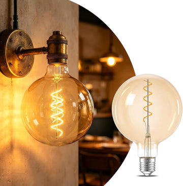 Oversized LED Edison Bulb 60 Watt, E26 Base Dimmable 2700K, Amber