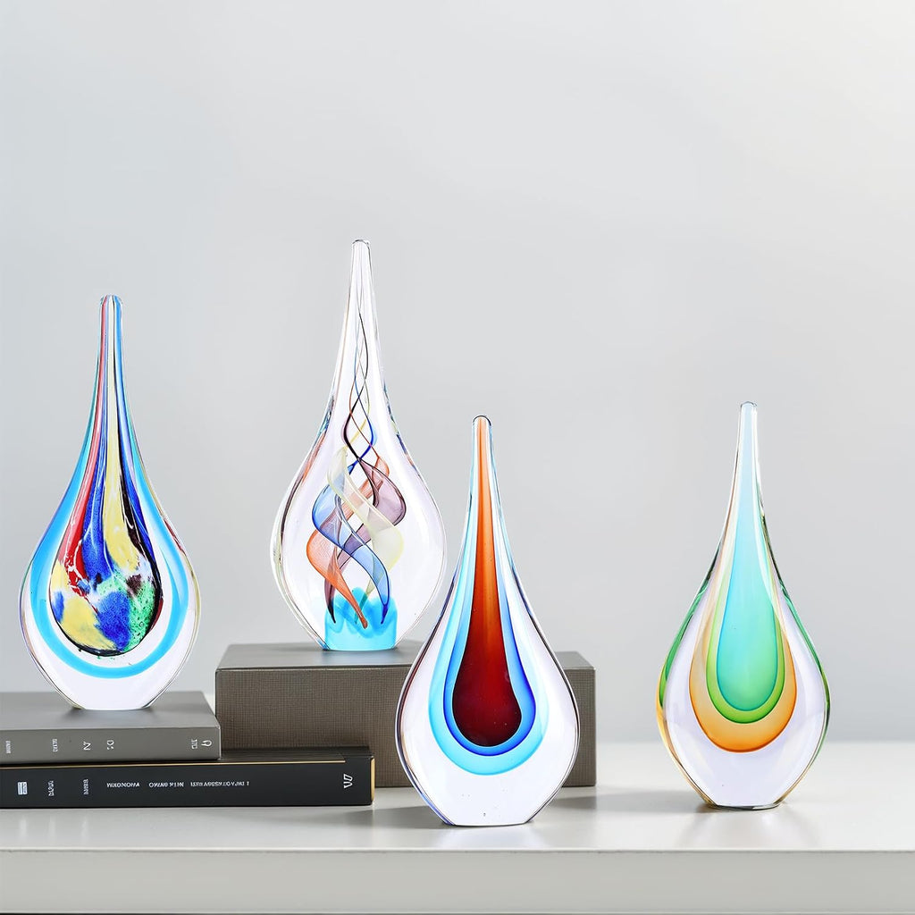 Hand Blown Glass Sculpture, Unique Mediterranean Style Decor, with Crystal-Like Finish, Decorative