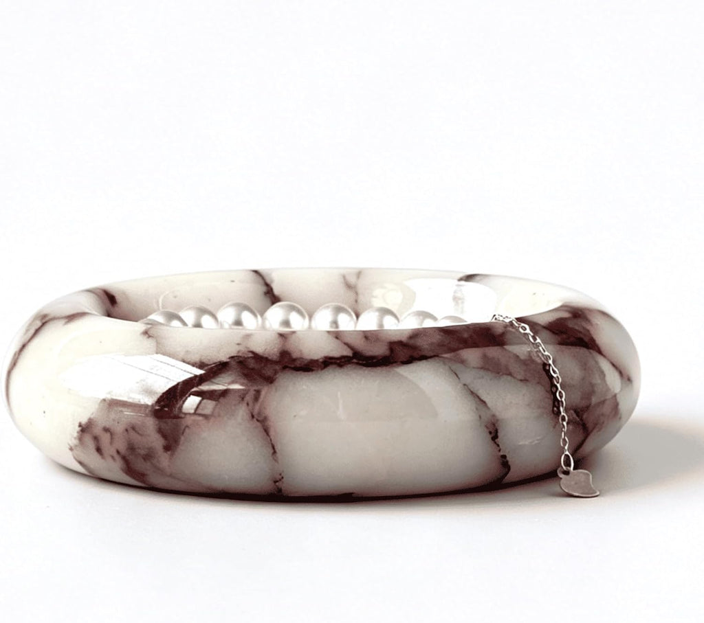 Marble Trinket Dish 4 INCH | Calacatta Viola Small Marble Jewelry Dish for Rings & Earring, Decorative Marble Tray