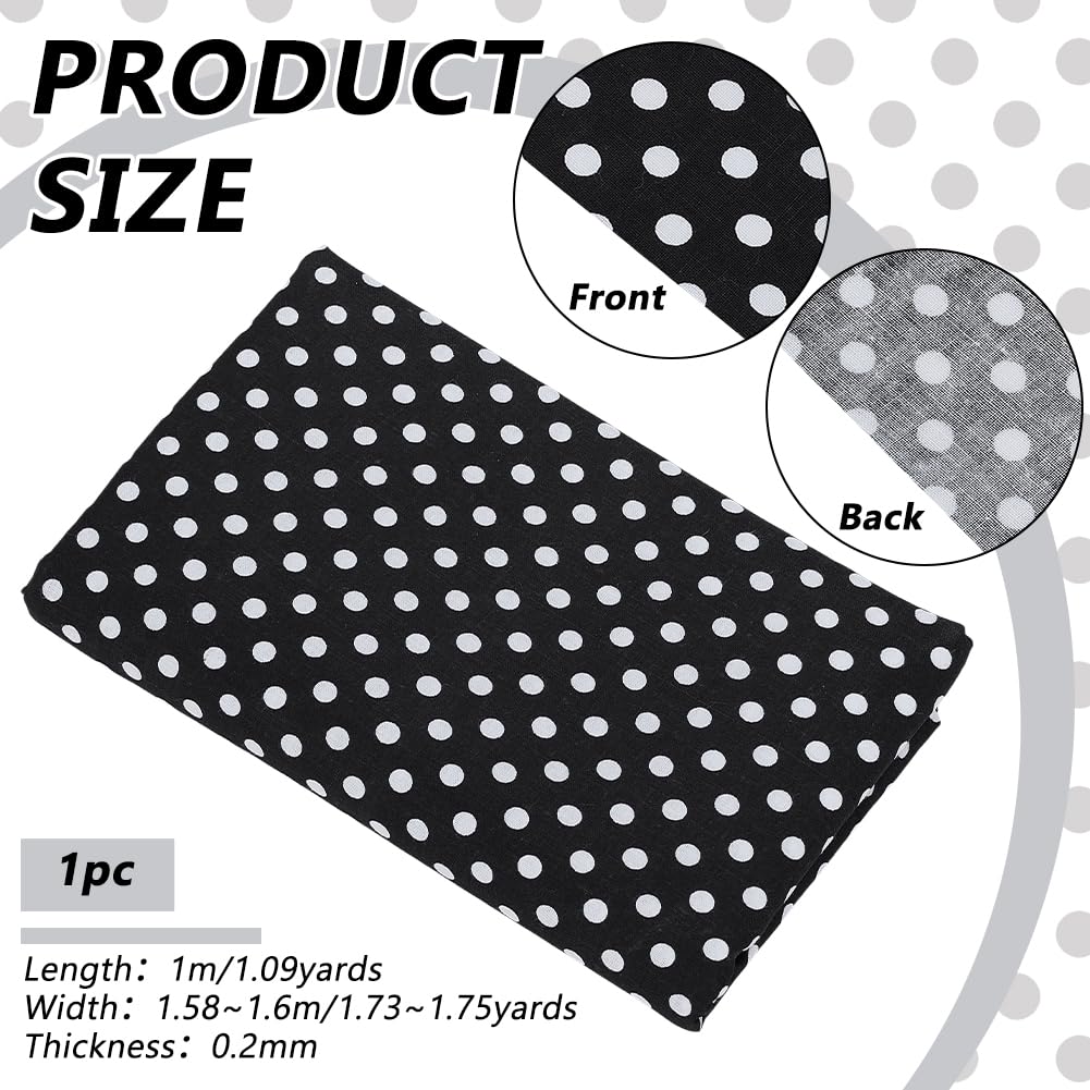 1.09Yards Black White Polka Dot Cotton Fabric 62inch Wide Wide Dots Printed Craft Fabric Rectangle Cotton with 6mm