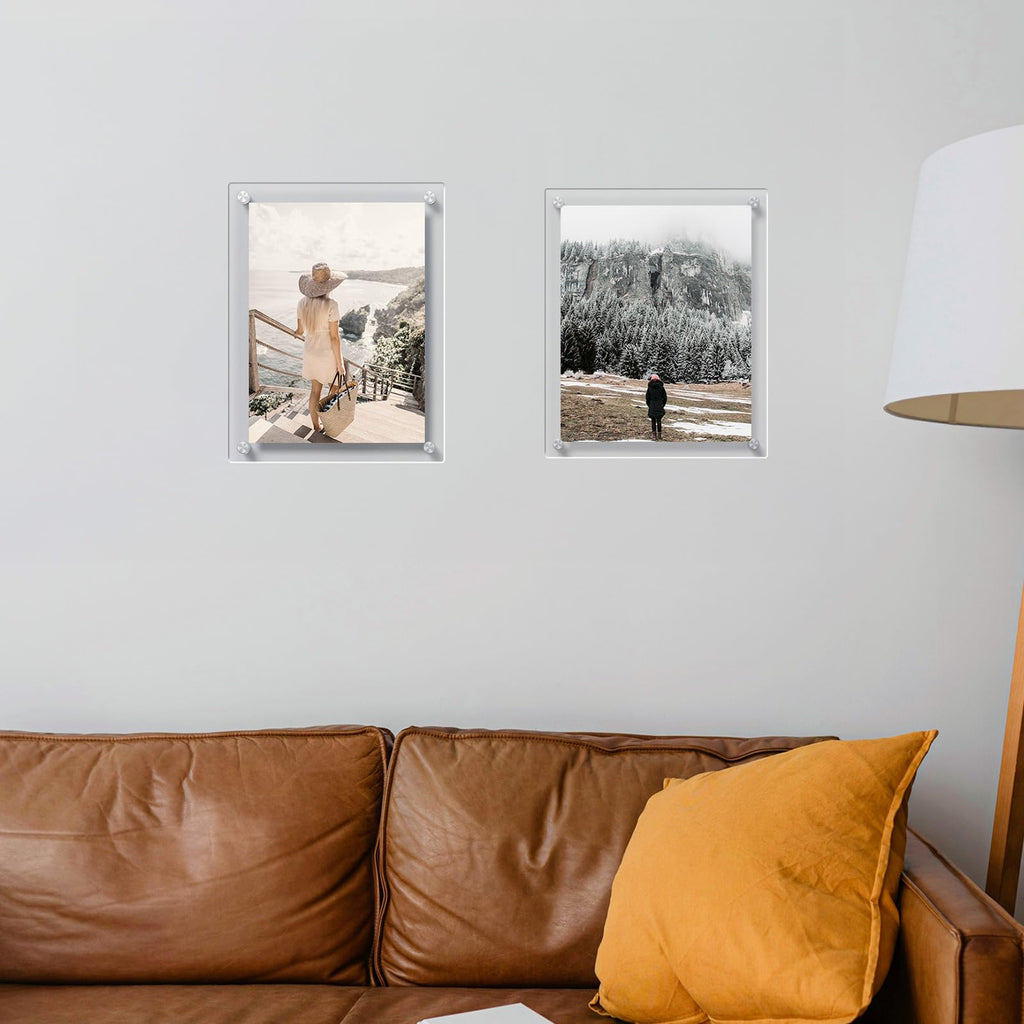 8.5x11 Acrylic Picture Frames 4 Pack, Clear Floating Wall Frames
